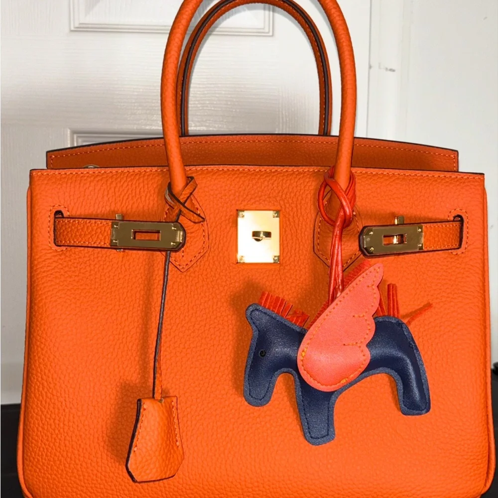 Orange genuine leather wirkin